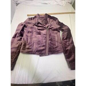 Aeropostale moto style velvet jacket Medium Full Zip Sleeve Purple Harley Biker